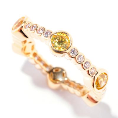 122-087 - TYCOON Gold Embraced&trade; 1.17 DEW Round Simulated Diamond Station Eternity Band Ring
