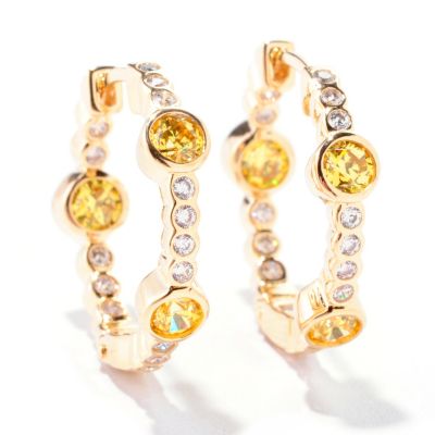 122-088 - TYCOON for Brilliante&reg; Gold Embraced 1.51 DEW Round Cut Inside-Out Hoop Earrings