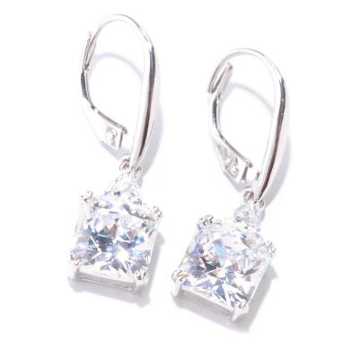 BLTA SS/PLAT SQUARE AND TRILLION DROP EARRINGS