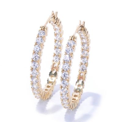 BLTA SS/PLAT ROUND CUT INSIDE OUT HOOP EARRINGS