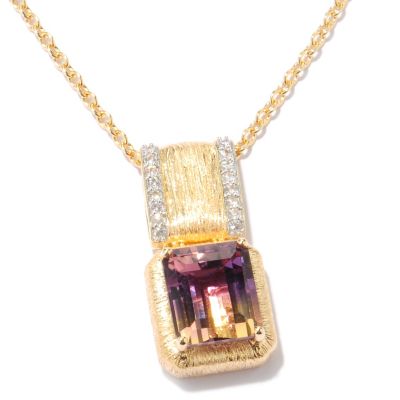 SS/18KV PEND AMETRINE w/ WHITE SAPH