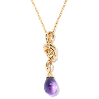 SS/18KV PEND AMETHYST KNOT DROP w/ 20" CHAIN