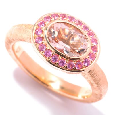 SS/18K ROSE VERMEIL RING MORGANITE & PINK SAPH