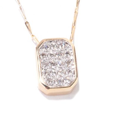 122-120 - Beverly Hills Elegance 14K Gold 0.35ctw Diamond Octagon Pendant w/ 18'' Chain