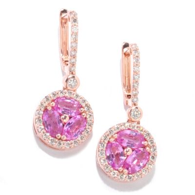 14K Rose gold PINK SAPPHIRE Earrings