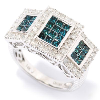 14K 1.50ctw FANCY COLOR INVISIBLE SET 3-STONE LOOK DIAMOND RING
