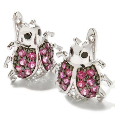 SS/PLAT & BLK EAR PAVE GEM & WHT ZIRCON CRITTER