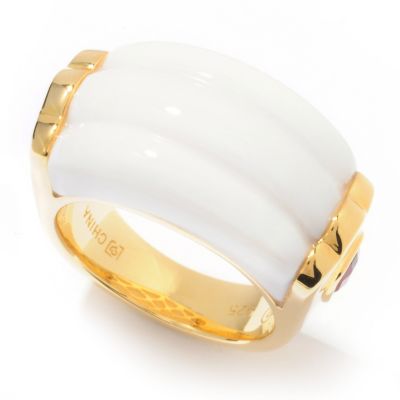 SS/P RING SPECIAL-CUT WHITE AGATE & PEAR GEM ACCENTS