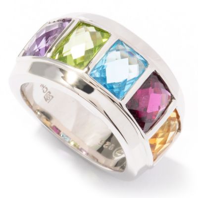 122-167 - Omar Torres 4.50ctw Rectangular Multi Gemstone Band Ring 