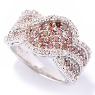 SS PINK & WHTIE DIAMOND OVERLAP RING