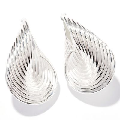 SS RIBBED SWIRL HOOP EARRINGS
