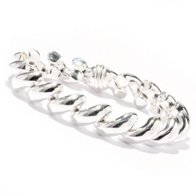122-201 - SempreSilver&trade; Polished San Marco Bracelet w/ Magnetic Clasp