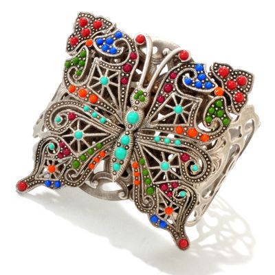 SILVERTONE PIERCED BUTTERFLY CUFF