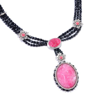 122-227 - Sweet Romance&trade; 17'' Carved Glass 1930s Inspired Beaded Necklace