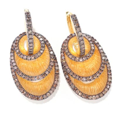 SS/YV MOCHA DIAMOND OVAL LAYER EARRINGS