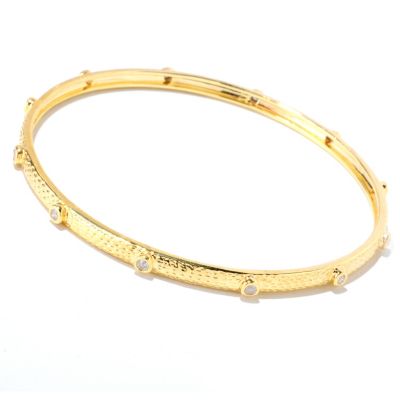 SS/YV BEZEL SET DIAMOND TEXTURE STACKABLE BANGLE
