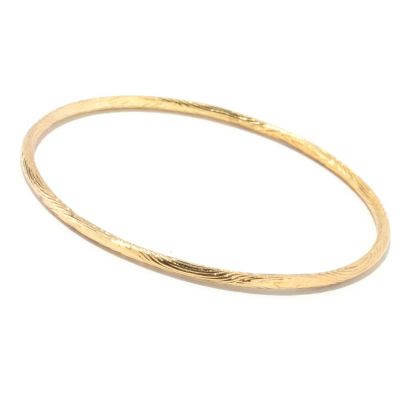 122-276 - Southport Diamonds Sterling Silver & 14K Vermeil 8.5" Textured Bangle Bracelet