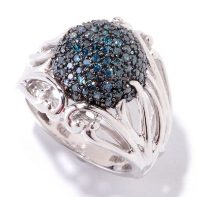 122-278 - Diamond Treasures 14K White Gold 0.65ctw Blue Diamond Ball Ring