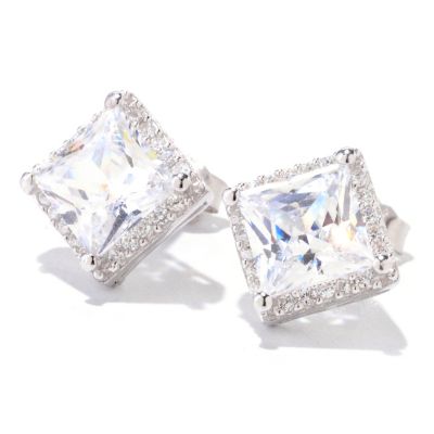 BLTA SS/PLAT SQUARE HALO STUD EARRINGS