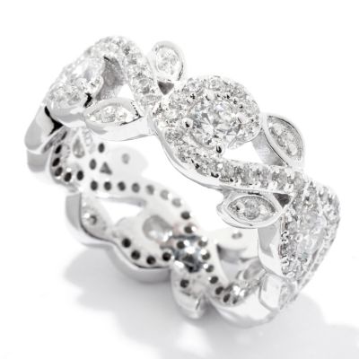 BLTA SS/PLAT ROUND CUT SWIRL AND LEAF ETERNITY BAND