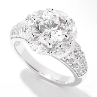 122-296 - Brilliante&reg; Platinum Embraced 3.39 DEW Round & Marquise Flower Ring