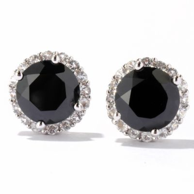 SS LARGE BLK SPINEL WITH WHITE TOPAZ