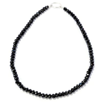 122-336 - Gem Treasures Sterling Silver 20'' Black Spinel Necklace
