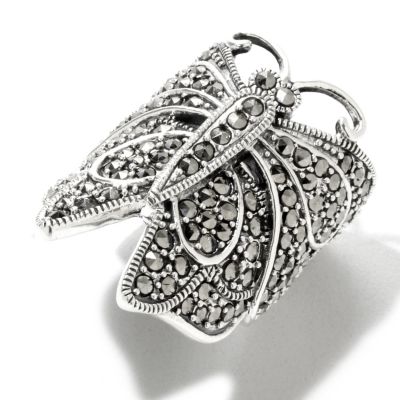 122-348 - Gem Treasures Sterling Silver Marcasite Butterfly Wrap Ring