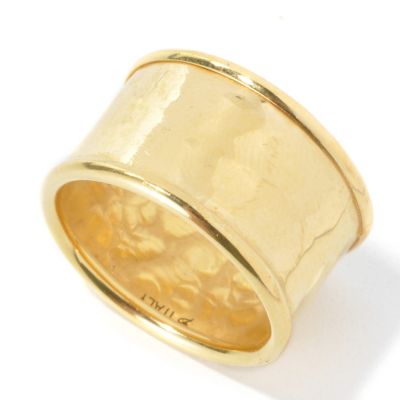 BRONZE/18KGP RING HIGH-POLISHED MARTELLATO CIGAR BAND