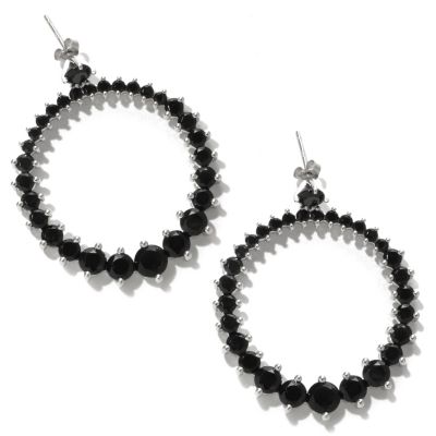 122-374 - Gem Treasures Sterling Silver 17.29ctw Black Spinel Circle Earrings 