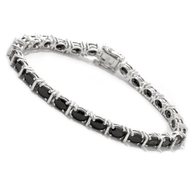 122-376 - Gem Treasures Sterling Silver Oval Black Spinel Bracelet