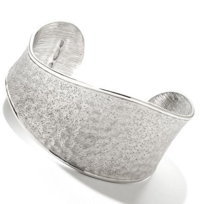 122-390 - Charles Garnier Sterling Silver 6.75'' Textured ''Emma'' Wave Cuff Bracelet 