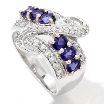 SS IOLITE AND ZIRCON BAND