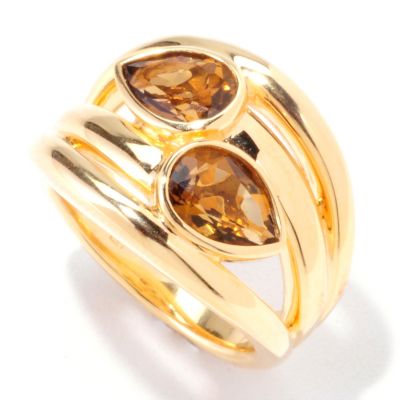 SS/P RING PEAR-SHAPED HONEY CITRINE