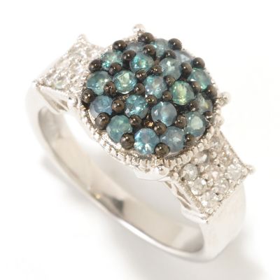 122-419 - Gem Insider Sterling Silver 1.01ctw Zircon & Alexandrite Round Pave Ring