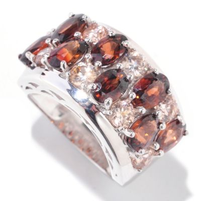 122-428 - Gem Insider Sterling Silver 7.32ctw Mocha & White Zircon Wide Band Ring