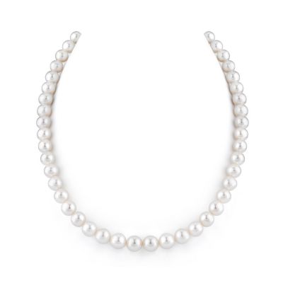 14K GOLD AAA QUALITY 8-9MM WHITE FRESHWATER PEARL NECKLACE
