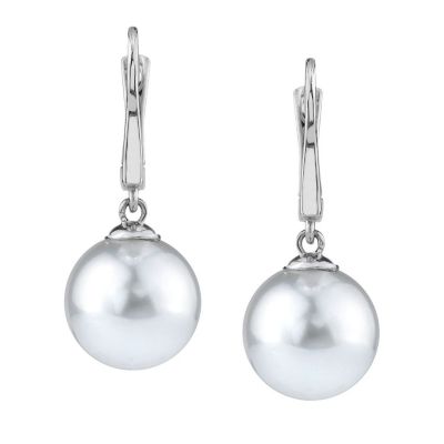 122-896 - 14K White or Yellow Gold AAA Quality 9mm Cultured South Sea Classic Pearl Earrings