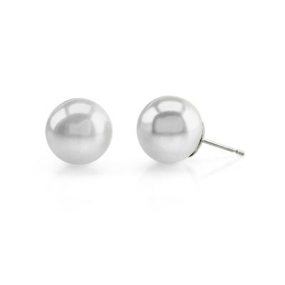 122-900 - 14K White or Yellow Gold AAA Quality 10mm  Cultured South Sea Pearl Stud Earrings