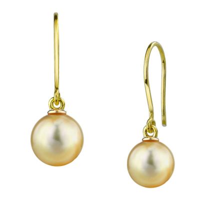 122-935 - 14K White or Yellow Gold AAA Quality 9mm South Sea Cultured Pearl Earrings