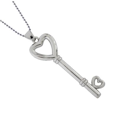 123-987 - Charles Garnier Sterling Silver Electroform Open Heart Key Pendant w/ Chain
