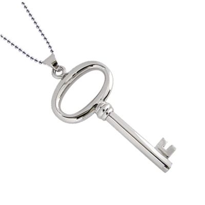 123-989 - Charles Garnier Sterling Silver Electroform Oval Key Pendant w/ Chain