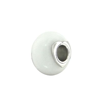 124-252 - Charles Garnier Sterling Silver White Jade Bead