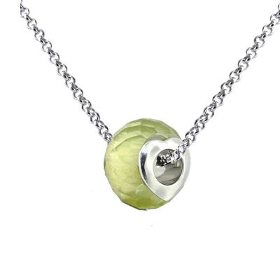 124-260 - Charles Garnier Sterling Silver Faceted Lemon Crystal Bead Pendant w/ Chain