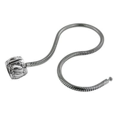 124-299 - Charles Garnier Sterling Silver 8.5" Solid Snake Bead Bracelet w/ Magnetic Clasp