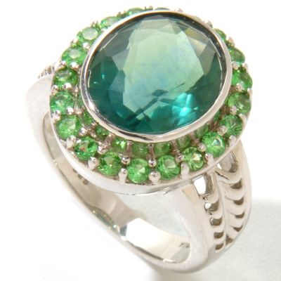 SS OVAL FLUORITE IOLITE RING