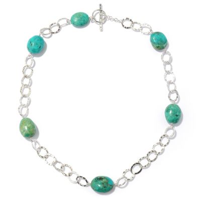 124-832 - Gem Insider Sterling Silver 19.875'' Green Turquoise Station Necklace