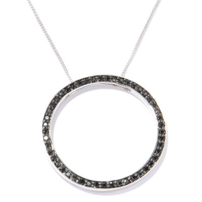 SS CIRCLE BLK SPINEL PEND WITH CHAIN