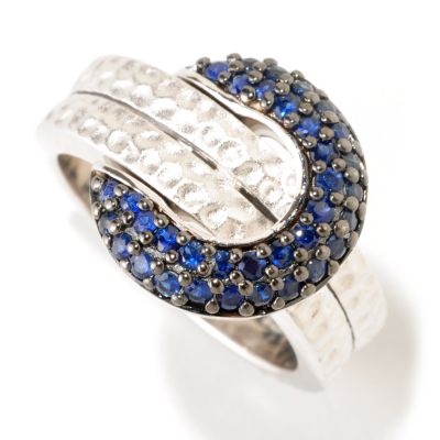 BALISSIMA BY EFFY SS CIRCLE PAVE BLUE SAPP RING