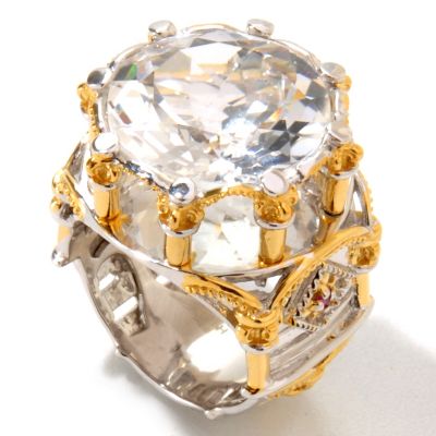 124-868 - Gems en Vogue II 8.63ctw Rock Crystal Quartz & Pink Sapphire Ring